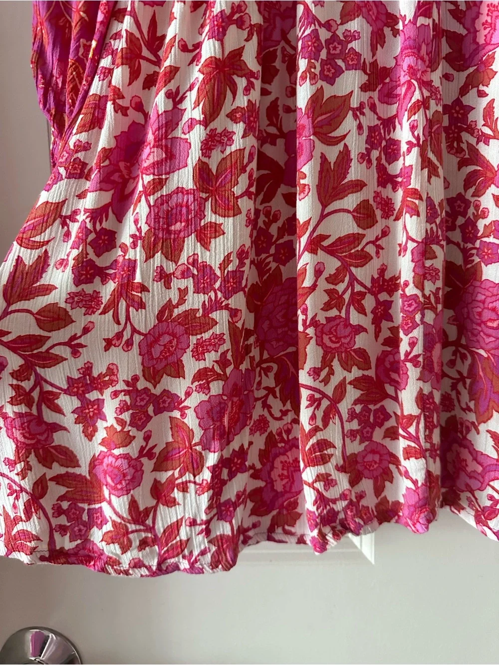 Billabong Girls' Pink Floral Smocked Square Neck Boho Dress